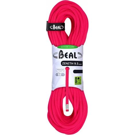 Cuerda de escalada Beal Zenith de 9,5 mm y 60 m - Rosa sólido