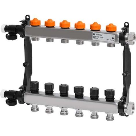 Afriso Edelstahl-Heizkreisverteiler ProCalida® VA 1C Vario-DP 6 Heizkreise 86426