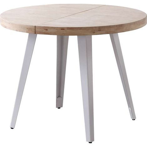 Mesa redonda extensible Berg roble nordish patas blancas, 76 cm(alto) 120/160/200cm(ancho) 120cm(largo) (1/4)