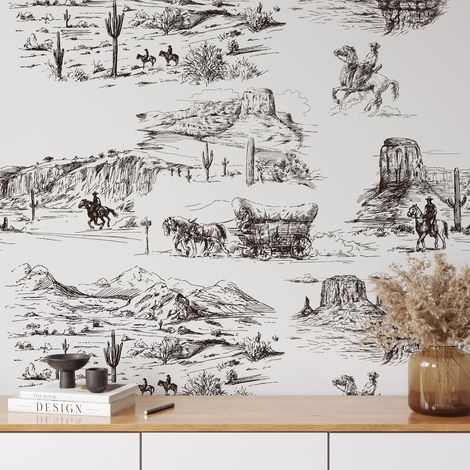 Carta da Parati Western in Fogli di Carta, 250x200cm (1/5)