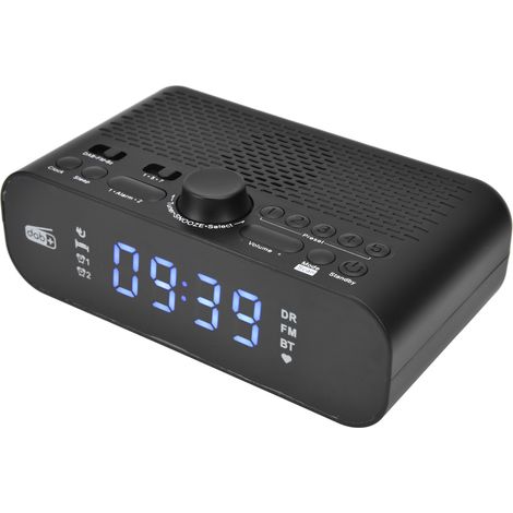 Radio-réveil numérique DAB/FM avec affichage LED, diaphragme de basses, luminosité réglable, idéal pour la maison. (1/5)