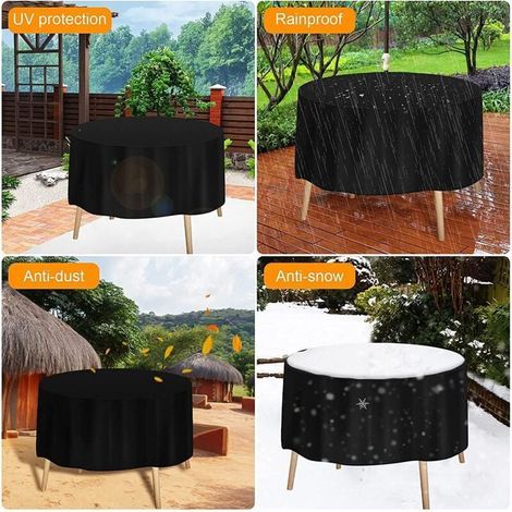 Housse de Jardin Ronde Housse Protection Table Jardin Ronde Jardin Table Housse Imperméable Coupe-Vent Anti-UV Résistant à la Déchirure 210D Oxford Bache Table Jardin Ronde, (142 x 68 cm) (1/3)