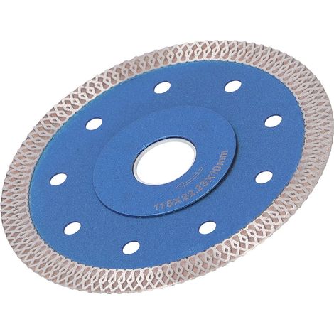 Lame de scie diamantée pour meuleuse d'angle avec bride, filet de coupe ondulé pour carrelage en porcelaine et céramique 115 mm, bleu