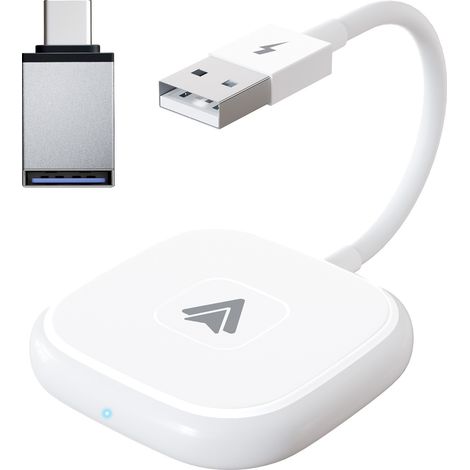 Adaptateur Android Auto sans Fil, Dongle USB Android Auto pour Autoradio avec 98% des Voitures avec Android 11 et supérieur, Blanc (1/5)
