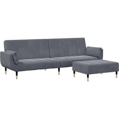 Maison Exclusive - Schlafsofa 2-Sitzer mit Fußhocker Dunkelgrau S