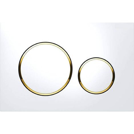 Plaque d'actionnement pour double chasse d'eau Geberit Sigma20 : blanc, or (115.882.KK.1) (1/4)