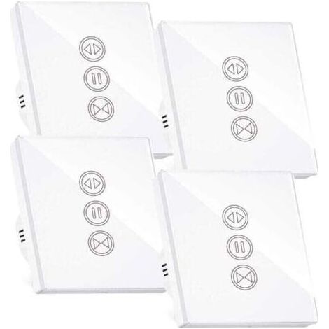 Interrupteur Volet Roulant Connecté, Interrupteur Volet Roulant Wifi,Compatible Avec Alexa/Google Home, Interupteur Connecté Tactile Rétro Éclairage Peut Éteindre Led Timer App Contrôle,4PCS (1/4)