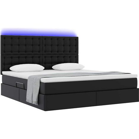 Maison Exclusive - Bett mit Stauraum und LED Schwarz 180 x 200 cm