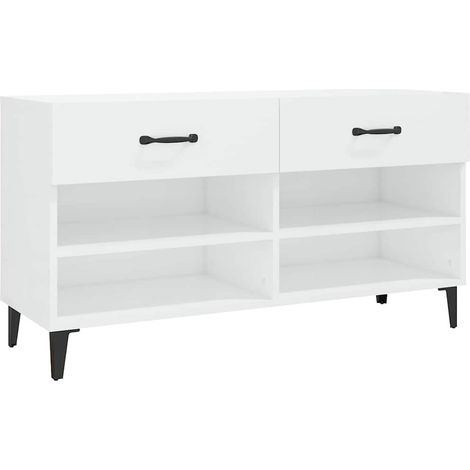 Maison Exclusive - Scarpiera Bianco Lucido 102x35x55 cm in Legno Multistrato (1/5)