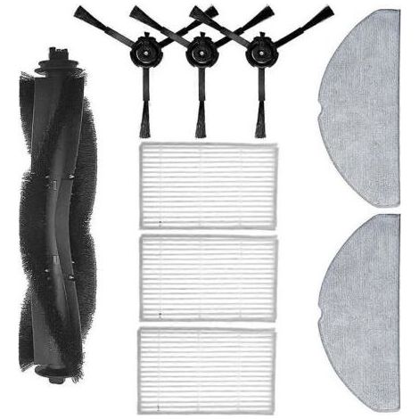 pièces de rechange pour aspirateur robot iLife V20 : brosse principale, filtre HEPA, brosse latérale et chiffon de nettoyage. (1/5)