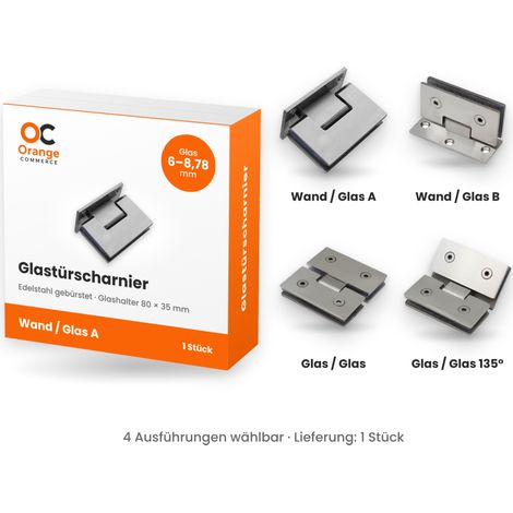 Edelstahl Glastür Scharnier Glas Halter Türbeschlag Glastürbeschlag Dusche Bad Wand Glas A (1/5)