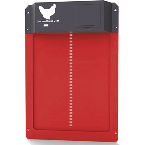 Porte poulailler solaire automatique – ouverture à induction, étanche – version rouge solide