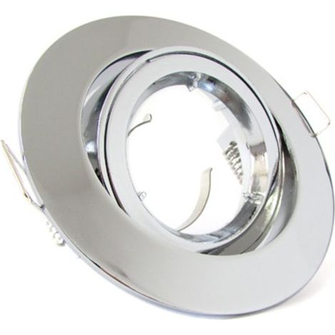 Porta Faretto Led GU10 MR16 Orientabile Rotondo Con Ghiera Cromato
