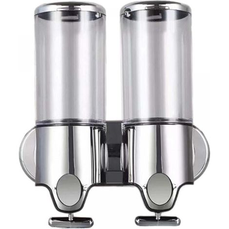 Confezione da 2 dispenser di sapone da parete da 500 ml - dispenser di sapone manuale per le mani - dispenser di shampoo e bagnoschiuma per WC, bagno e cucina (1/4)