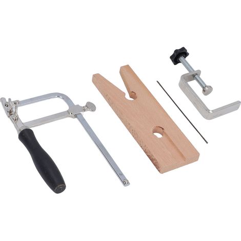 Kit de scie à bijoux 3 en 1 avec pince à rainure en V et cadre réglable, 12 lames pour couper le métal, le bois et la cire. (1/5)