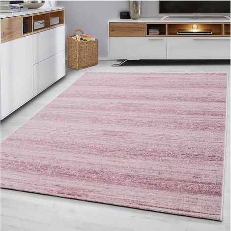 Tapis rayé uni à courtes mèches rectangle Ocrul Rose 160x230 (1/5)