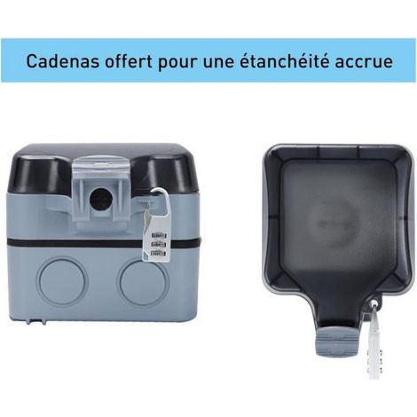 Prise Murale Jardin Double IP66 Étanche - avec Volet de Protection et Interrupteur Multiprise Extérieure (1/5)