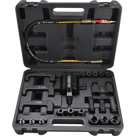 Lot de 24 extracteurs d'injecteurs pneumatiques, extracteur d'air comprimé, extracteur d'injecteurs diesel avec 19 adaptateurs et 3 outils d'extension (1/5)