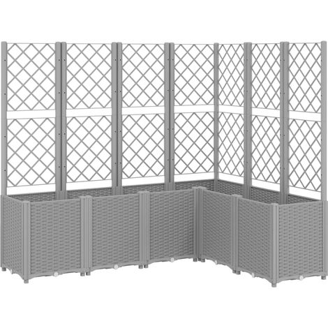 Maison Exclusive - Pflanzkübel mit Rankgitter Hellgrau 160x120x14