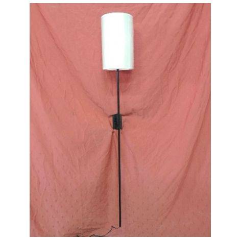 Applique murale architecturale corps métal noir abat-jour rond PVC blanc irisé lampe E27 230V (non incl) IP20 TRAJECTOIRE