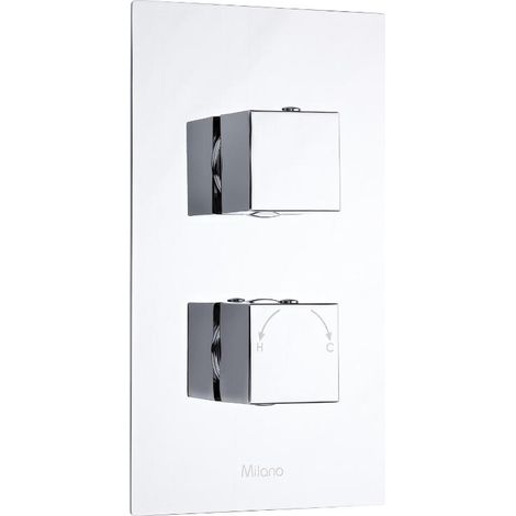 Milano Arvo 2 Outlet Twin Diverter Thermostatic Concealed Mixer Shower Valve - Chrome