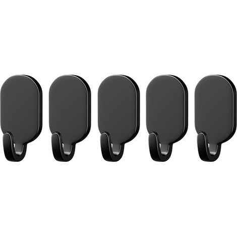 CCYKXA Set of 5 drill-free wall hooks made of rust-resistant carbon steel - Multifunctional - Modern design for keys, bags, towels, clothes, umbrellas - Plus adhesive - Black (1/5)