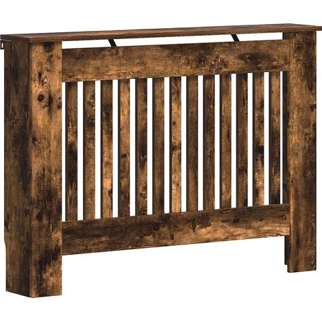 Cache-radiateur design moderne 112 x 19 x 81,5 cm avec rangement sécurisant en bois d'ingénierie chêne fumé (1/5)
