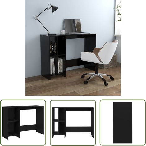 The Living Store Computertisch Schwarz 102,5x35x75 cm Holzwerkstoff - PC-Tisch - Schreibtisch - Home Office - Arbeitsplatz - Moderner Schreibtisch (1/5)