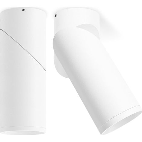2 Pcs Spot en Saillie Orientable Blanc, Spots de Plafond avec Douille GU10, Ronde Plafonnier Spot en Aluminium, Plafonnier Spot LED Orientable pour Murs et Plafonds, Ampoule Non Incluse (1/5)