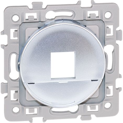 Cadre support pour noyaux RJ45 (noyau non inclus) - SQUARE Silver imitation alu - Eur'Ohm
