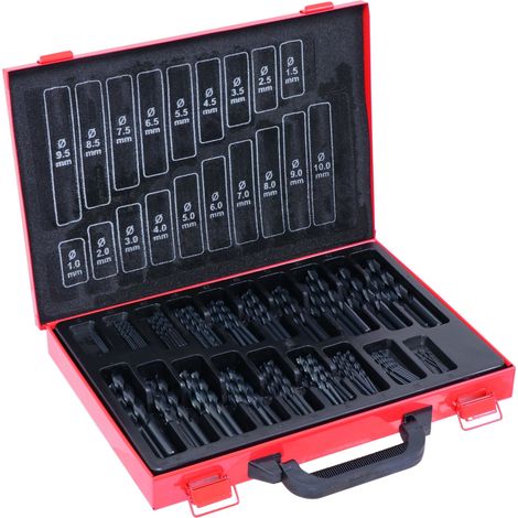 Drakkar Equipement – Valise métallique avec 170 forets HSS taillés meulés de 1 à 10mm – Acier 4341 – Dimensions 357 x 260mm – Poids 4.1kg (1/3)