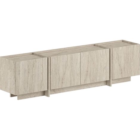 Meuble TV en bois "Lowen" - 180 x 35 x 46 cm - Travertin