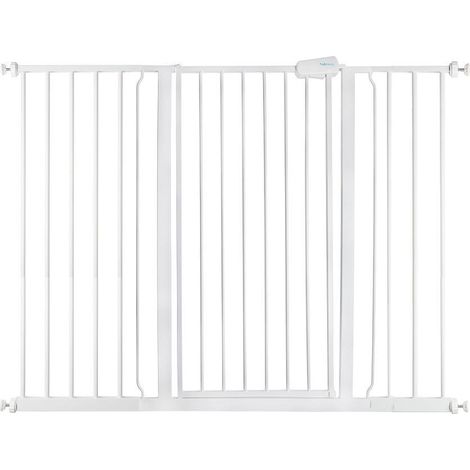 Safetots Barrière De Sécurité Métal Extra Haute À Fixation Par Pression, 126,7cm - 134,3cm, Hauteur De 104cm, Blanc