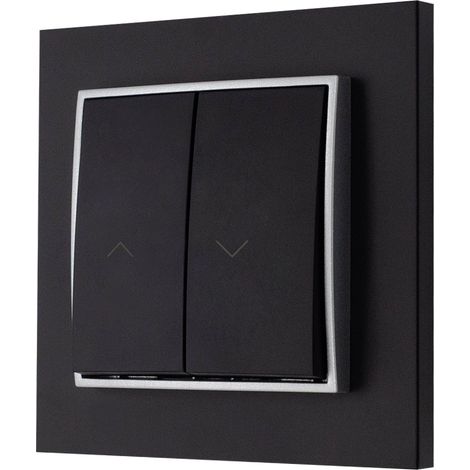 Interruttore per tapparella con cornice Karlik mini, nero opaco/argento (1/5)