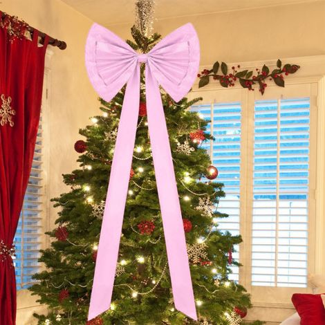Ribbon Bow - Christmas Tree Topper - 180 Cm - Red Satin - Indoor Holiday Decoration - 1 Piece (1/5)