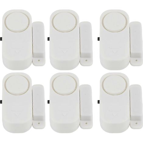 KLVGTIFS PU - Lot de 6 alarmes de fenêtre, mini alarme sans fil pour porte et fenêtre, système d'alarme antivol avec capteur magnétique pour la maison.