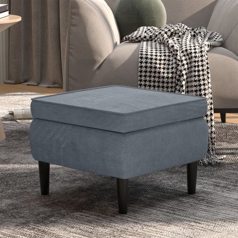 vidaXL Stool with Wooden Legs Dark Grey Velvet (1/5)