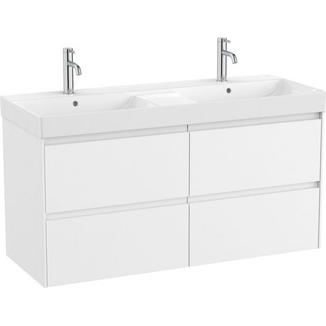 Pack Unik mueble de 4 cajones + lavabo doble ONA - ROCA Color: Blanco mate