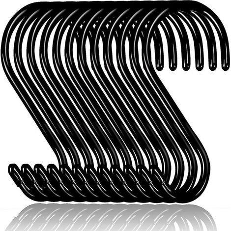 12 Pack S Hooks For Hanging Non Slip Rubber Coated S Hookssteel Metal Black Vinyl Coated S Hooks F