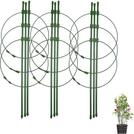 Lot de 3 supports pour plantes grimpantes avec 3 anneaux de support réglables 45 cm (1/4)