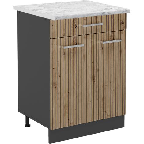 Mobiletto base per cucina R-Line, Rovere artigianale, 80 cm , PL Marmo, Vicco (1/5)