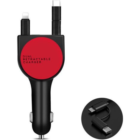 Ladegerät für Elektrowerkzeuge, Autoladegerät, 3-in-1-Autoladegerät mit Einzugsmechanismus (rotes Autoladegerät der dritten Generation) (1/5)