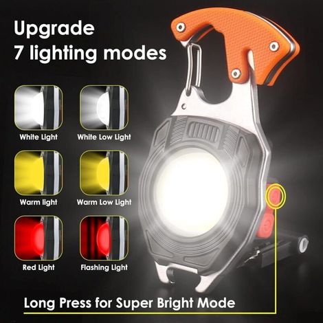 2 unidades de linterna LED portátil recargable e impermeable de 800 lúmenes con 7 modos de iluminación para trabajos en exteriores o interiores (1/3)