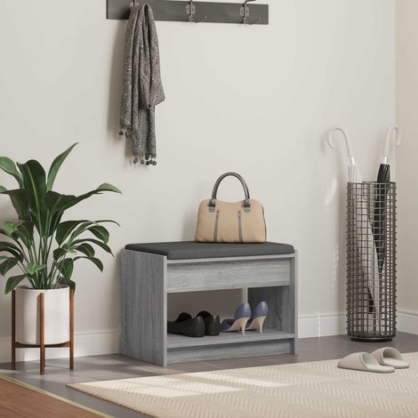 vidaXL Panca per ingresso con cuscino Sonoma grigia 63 x 38 x 45