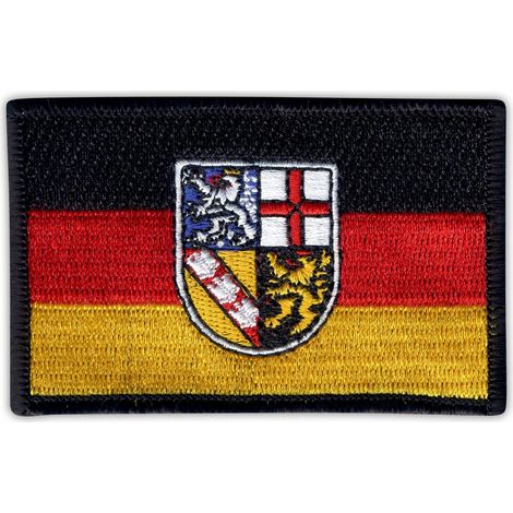 Aufnäher mit der Flagge des Saarlandes – selbstklebende Rückseite – gestickter Aufnäher/Abzeichen/Emblem