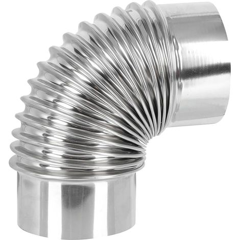 Coude Cheminée 90 Degrés - 1 Pièce - Acier Inoxydable Argenté - Rotation Flux Fumée - Poêle Extérieur Camping - Design Unique (1/5)