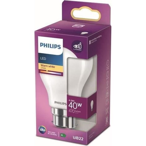 Philips ampoule LED Equivalent 40W B22 Blanc chaud non dimmable, verre (1/3)