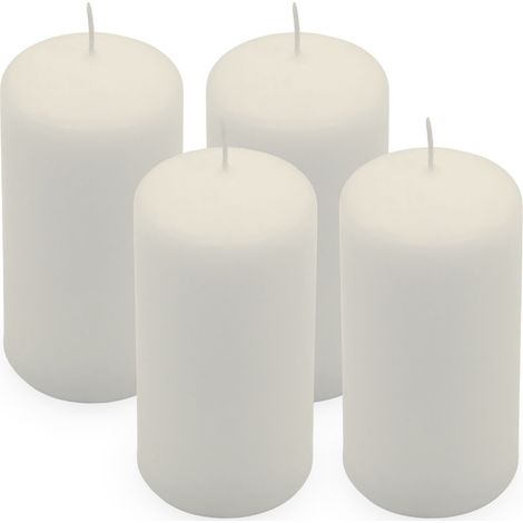 Echtwachs Stumpenkerze 4er Set 10 x 5 cm - creme weiß - Blockkerze 10 cm für Adventskranz und Laternen