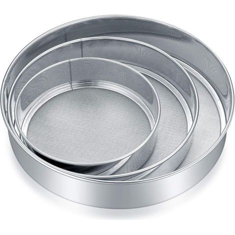 Tamis à farine en acier inoxydable, tamis à sucre glace, tamis à farine, tamis de cuisine à mailles fines, saupoudreur de farine pour la pâtisserie, la cuisine - 3 pièces, 3 tailles (1/5)