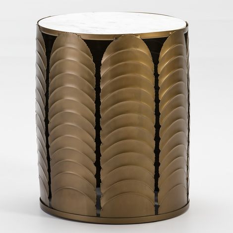 Auxiliary Tabelle 41x41x51 Weißer Marmor/Goldmetallmöbel/Stühle/Poffpour Alle Stile, um dem Haus eine Note zu verleihen (1/5)
